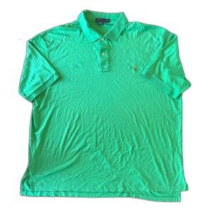 Polo Ralph Lauren 3XLT Polo Shirt Kelly Green Soft Touch Pima Cotton EUC B&T